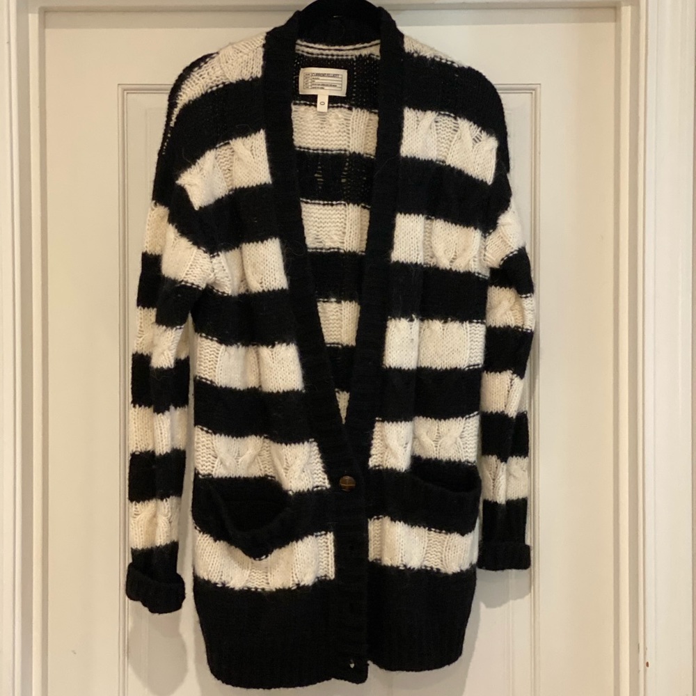 Black and white striped cardigan